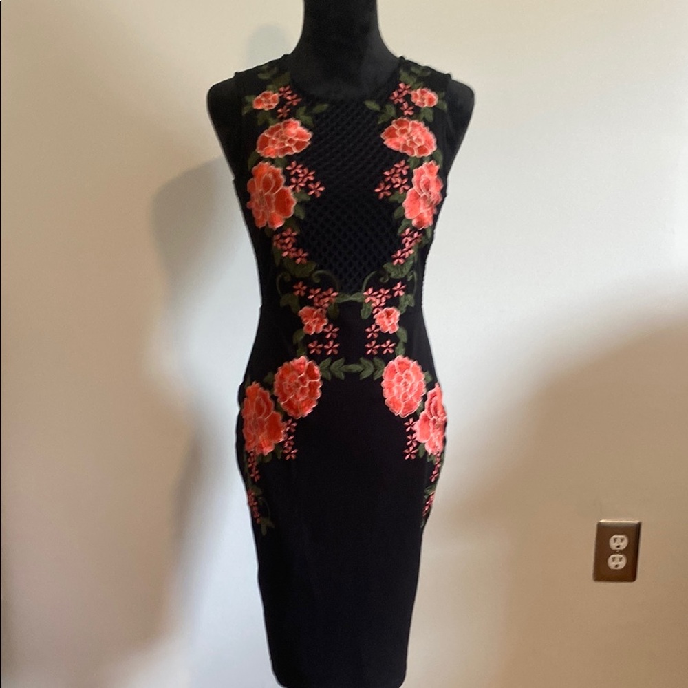 Forever 21 Black Dress with Red Floral Design
